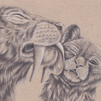smilodon and cub