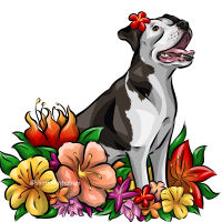 dog with flowers